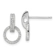 Sterling Silver Rhodium-plated Polished CZ Circle Post Dangle Earrings