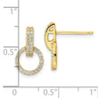 Sterling Silver Gold-tone Polished CZ Circle Post Dangle Earrings