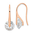 Sterling Silver Rose-tone Polished Round CZ Dangle Earrings