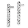 Sterling Silver Rhodium-plated Polished Seven CZ Bezel Post Earrings