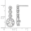Sterling Silver Rhodium-plated Polished Round CZ Post Dangle Earrings