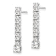 Sterling Silver Rhodium-plated Polished CZ Post Dangle Earrings