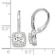 Sterling Silver RH-plated Polished Princess Cut CZ Halo Leverback Earrings