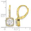 Sterling Silver Gold-tone Polished Princess Cut CZ Halo Leverback Earrings - Birthstone Company