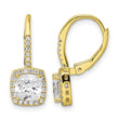 Sterling Silver Gold-tone Polished Princess Cut CZ Halo Leverback Earrings - Birthstone Company