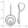 Sterling Silver Rhodium-plated Polished CZ Circles Leverback Earrings