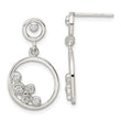 Sterling Silver Polished CZ Circle Dangle Post Earrings