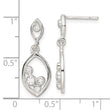 Sterling Silver Polished CZ Oval Dangle Post Earrings