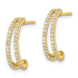 Sterling Silver Polished Gold-tone CZ Post Hoop Earrings - Birthstone Company