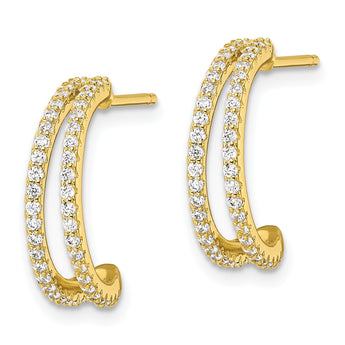 Sterling Silver Polished Gold-tone CZ Post Hoop Earrings - Birthstone Company