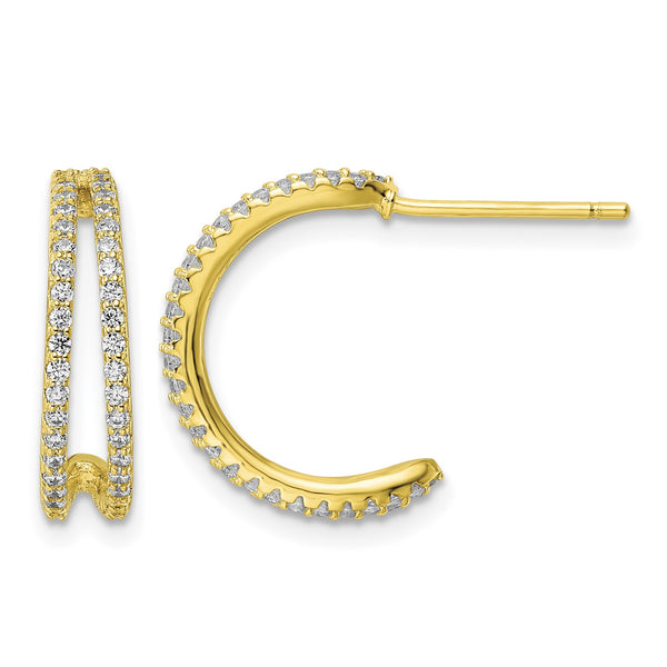 Sterling Silver Polished Gold-tone CZ Post Hoop Earrings - Birthstone Company