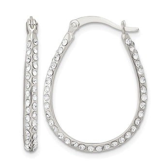 Sterling Silver CZ Oval Hoop Earrings - Birthstone Company