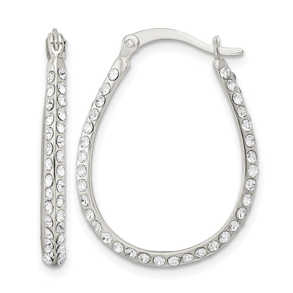 Sterling Silver CZ Oval Hoop Earrings - Birthstone Company