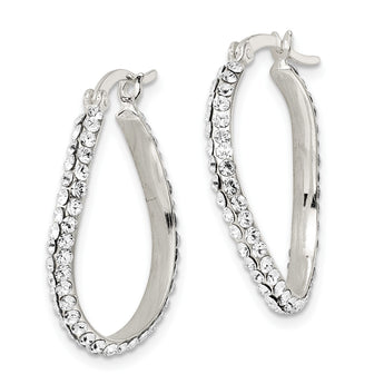 Sterling Silver CZ Oval Hoop Earrings - Birthstone Company