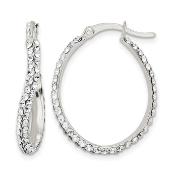 Sterling Silver CZ Oval Hoop Earrings - Birthstone Company