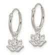 Sterling Silver Polished CZ Dangle Lotus Endless Hoop Earrings - Birthstone Company