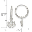 Sterling Silver Polished CZ Dangle Lotus Endless Hoop Earrings
