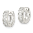 Sterling Silver Polished Baguette CZ Hinged Hoop Earrings - Birthstone Company