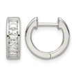 Sterling Silver Polished Baguette CZ Hinged Hoop Earrings - Birthstone Company