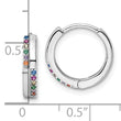 Sterling Silver Rhodium-plated Multicolor CZ Hinged Hoop Earrings