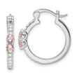 Sterling Silver Rhodium-plated Pink CZ Hoop Earrings