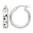 Sterling Silver Polished Multi-color CZ Circle Hoop Earrings - Birthstone Company