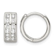 Sterling Silver Polished 2 Row CZ Hinged Hoop Earrings - Birthstone Company