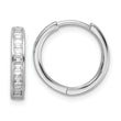 Sterling Silver Polished Rhodium-plated CZ Hinged Hoop Earrings