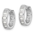 Sterling Silver Polished Rhodium-plated CZ Hinged Hoop Earrings