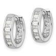 Sterling Silver Polished Rhodium-plated CZ Hinged Hoop Earrings - Birthstone Company