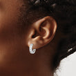 Sterling Silver Polished Rhodium-plated CZ Hinged Hoop Earrings - Birthstone Company