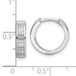 Sterling Silver Polished Rhodium-plated CZ Hinged Hoop Earrings