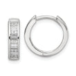 Sterling Silver Polished Rhodium-plated CZ Hinged Hoop Earrings