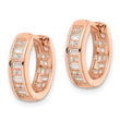 Sterling Silver Polished Rose-tone CZ Hinged Hoop Earrings - Birthstone Company