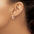 Sterling Silver Polished Rose-tone CZ Hinged Hoop Earrings - Birthstone Company
