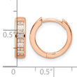 Sterling Silver Polished Rose-tone CZ Hinged Hoop Earrings - Birthstone Company