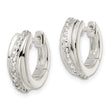 Sterling Silver Polished CZ Hinged Hoop Earrings