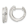Sterling Silver Polished CZ Hinged Hoop Earrings
