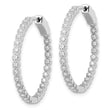 Sterling Silver Polished Rhodium-plated In & Out CZ Hinged Hoop Earrings - Birthstone Company