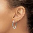 Sterling Silver Polished Rhodium-plated In & Out CZ Hinged Hoop Earrings - Birthstone Company
