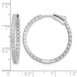 Sterling Silver Polished Rhodium-plated In & Out CZ Hinged Hoop Earrings - Birthstone Company