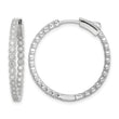 Sterling Silver Polished Rhodium-plated In & Out CZ Hinged Hoop Earrings - Birthstone Company