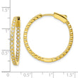 Sterling Silver Polished Gold-tone In & Out CZ Hinged Hoop Earrings