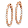 Sterling Silver Polished Rose-tone In & Out CZ Hinged Hoop Earrings - Birthstone Company