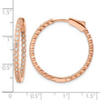 Sterling Silver Polished Rose-tone In & Out CZ Hinged Hoop Earrings - Birthstone Company