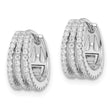 Sterling Silver Rhodium-plated Polished Triple Row CZ Hinged Hoop Earrings