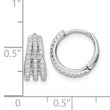 Sterling Silver Rhodium-plated Polished Triple Row CZ Hinged Hoop Earrings