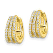 Sterling Silver Gold-tone Polished Triple Row CZ Hinged Hoop Earrings - Birthstone Company
