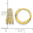Sterling Silver Gold-tone Polished Triple Row CZ Hinged Hoop Earrings - Birthstone Company