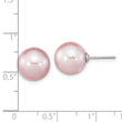 Sterling Silver Rhodium-plated 10-11mm Purple Round FWC Pearl Post Earrings